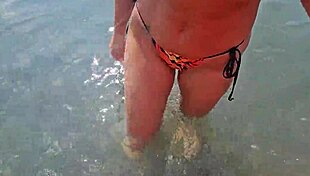 Big Tits Milf Couple Voyeur Chat Turns Wild on Beach!