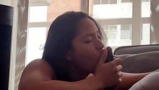 stepdad's huge cock stuffs my tight 18+ mouth deepthroat amateur couple blowjob!