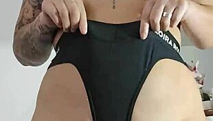 trying on lycra panties turns into secret flashing fun