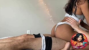 INDIAN BABE RIDES ROOMMATE HARD IN CALVINS! HUGE LOAD!