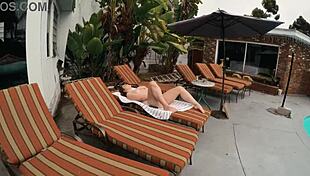 gigi breeze gags on cock after caught sunbathing naked by pool