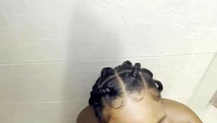thick ebony teen takes rough shower pounding from huge cock