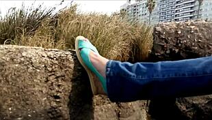 i'm strolling the beach with this busty brunette big ass latina and her huge cock man ends up inserting deep