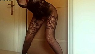 intense thrill sucking gloryhole cock in catsuit heels