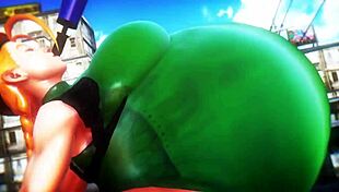 cammy from street fighter gets her big ass belly inflated in wild fight scene
