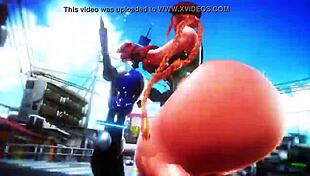 cammy from street fighter gets her big ass belly inflated in wild fight scene