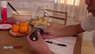 Mature Japanese babe blows cock then takes intense creampie pounding