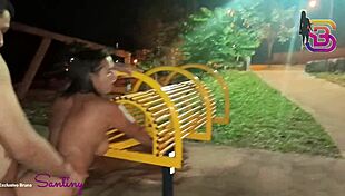 bending over doggy style in the square then sucking that massive cock