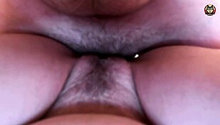 amateur milf's tight hairy pussy stretched by monster cock cum covered close up