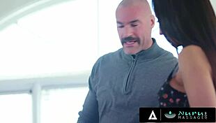 naughty couple's nuru oil threesome with milf masseuse deepthroat and pussy lick