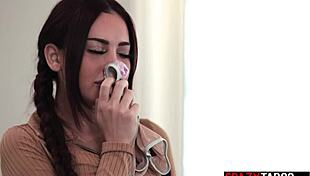 Scarlett Mae Fingers and Fucks Dripping Wet Petite Roommate Sabina Rouge After Solo Masturbation