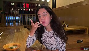 Cumshot Facial at Sushi Bar Turns Her Lunch into Sticky Cumwalk Delight