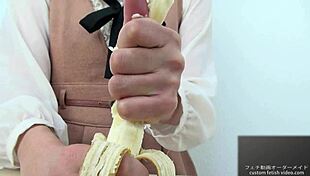 asian hand crush fetish girl squeezes banana hard feeling the soft crush