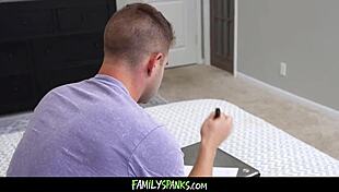 Academic redhead teen Harper Red interrupted studying by stepbrother Nicky Rebel's hardcore banging glasses nerd taboo