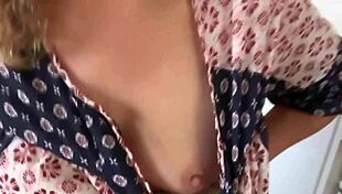 stepson jerks off groping my huge tits watching close up big loads