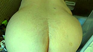 big fat white bbw milf showers huge pussy lips bubble butt flashes tits