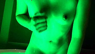 what if she stripped naked teasing in that steamy hot tub?