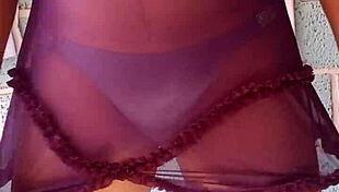 slipping into lover's shiny blue panties feels so teasing