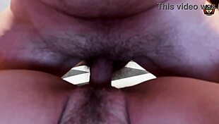 amateur milf's tight hairy pussy stretched by monster cock cum covered close up