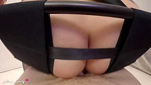 Lace Masked Whore Seduces with Doggystyle Chair Ride POV