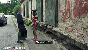 tiny latina snatched off street chokes on huge cock then rides rough