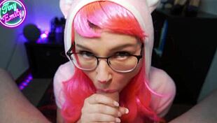 My petite cosplay stepsis gave ahegao blowjob swallowing my cum.