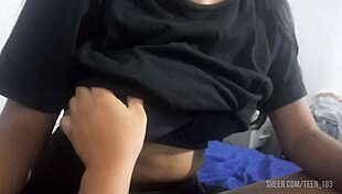 skinny 18yo teen lets guy fondle squeeze her perfect natural tits up close