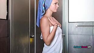 steamy shower tempts skinny russian fingering wet pussy