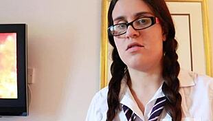 that naughty british college student with striking blue eyes tempts her step-dad until he cums hard in her tight pussy