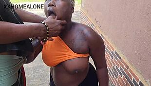 Big ass ebony Nimi caught peeking punished hard doggystyle on street