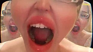 Tired Yawning Reveals Huge Saliva Tongue