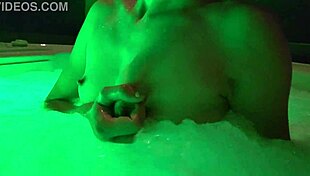 what if she stripped naked teasing in that steamy hot tub?