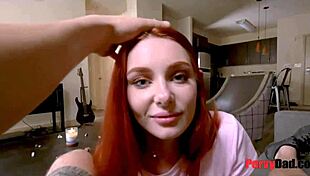 redhead stepdaughter blackmails dad into petite skinny fucking frenzy with small tits