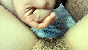 Twice Cumming Explosively on Thick Hairy Milf Pussy Close Up