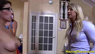 Bare Naked Sorority Sluts Tackle Nutty Lesbian Tasks!