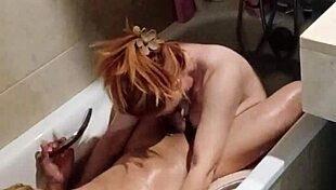 estrella latina sucks dick deep in bathtub swallows load