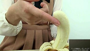 asian hand crush fetish girl squeezes banana hard feeling the soft crush
