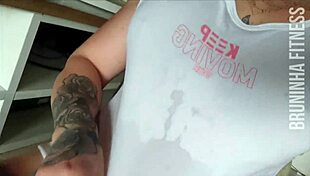 Fiery Redhead Flaunts Shaved Pussy on Bike Ride