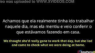 a meia-irma do padrasto me flagra fodendo e ri!!