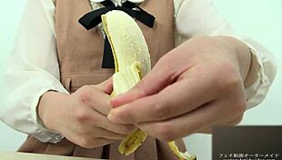 asian hand crush fetish girl squeezes banana hard feeling the soft crush