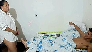 Horny Stepmom Fucks Stepson While Husband Works