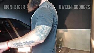 excited pregnant babe deepthroats big cock then rides in garage gym workout sex