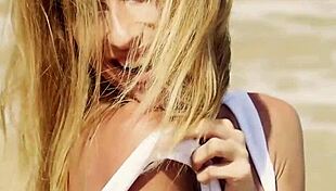 oh man... petite ukrainian milf rips clothes at beach stripping her nude hairy body!!