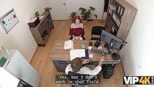 Redhead beauty Miss Olivia auditions with cock sucking for webcam studio launch