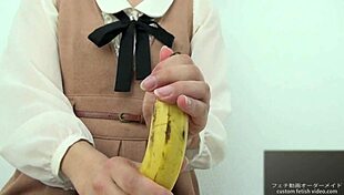 asian hand crush fetish girl squeezes banana hard feeling the soft crush