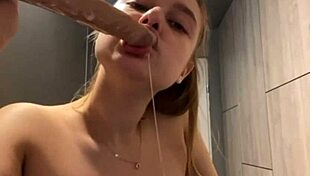 this teen with big natural tits gives extreme sloppy public deepthroat on monster cock