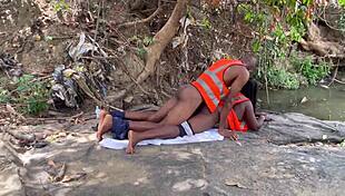 chubby bbw's massive ass gets worshipped hard outdoors behind the scenes