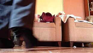 check out this sexy shemale strutting in her black high heels like a total tease