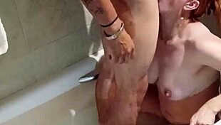 estrella latina sucks dick deep in bathtub swallows load