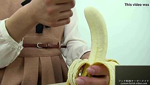 asian hand crush fetish girl squeezes banana hard feeling the soft crush